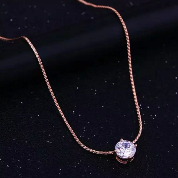 18k Rose Gold Solitaire Necklace - Picture 3 of 8